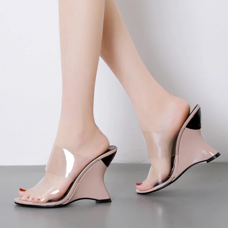 European And American Outer Size Sexy Thick-Heeled Wedge-Strap Sandals by GJG Denim