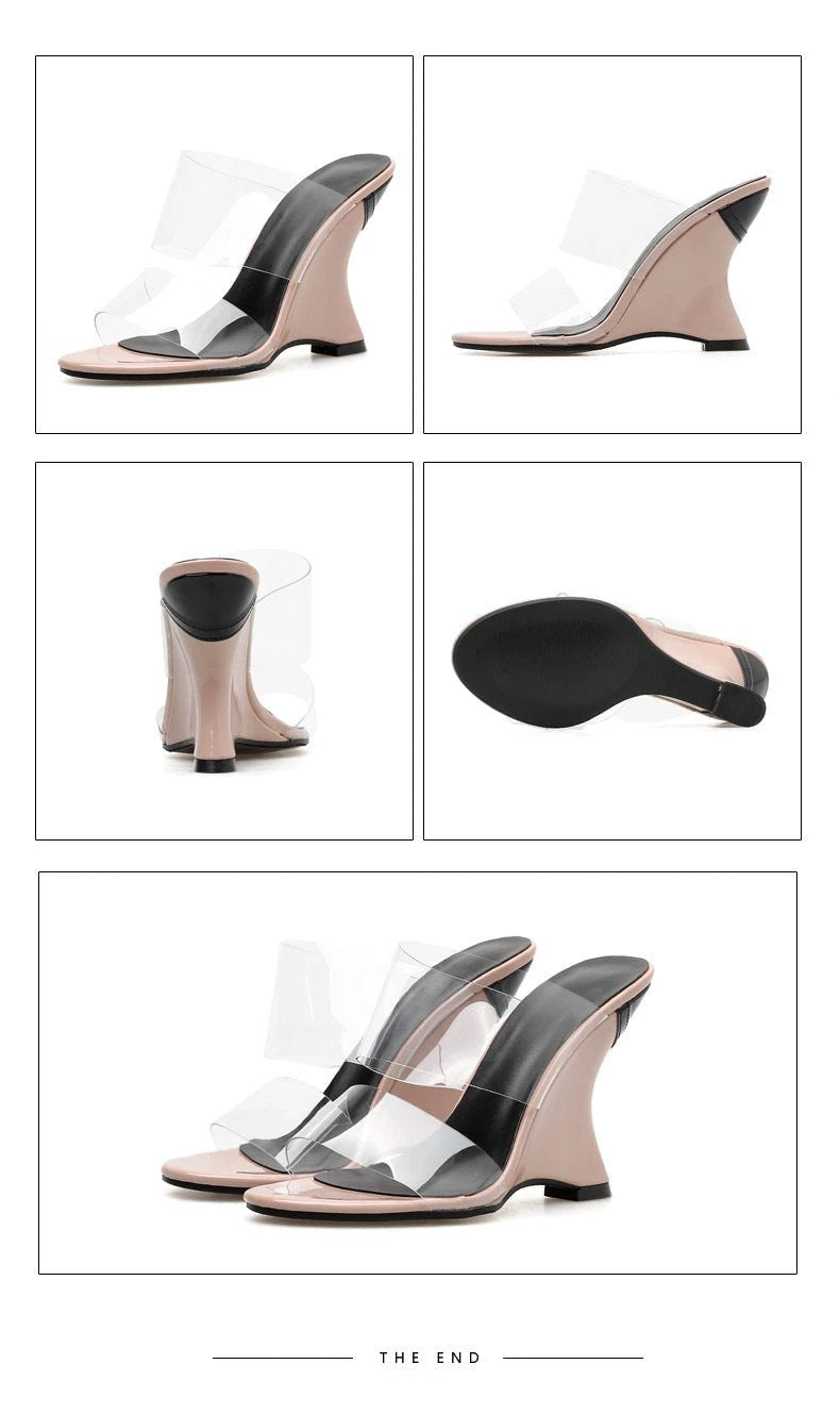 European And American Outer Size Sexy Thick-Heeled Wedge-Strap Sandals by GJG Denim