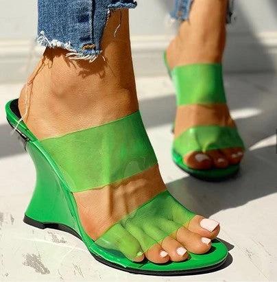 European And American Outer Size Sexy Thick-Heeled Wedge-Strap Sandals by GJG Denim