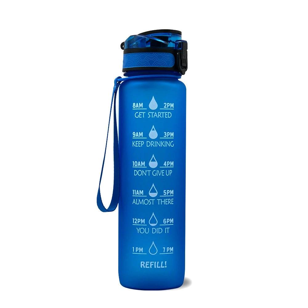1L Tritan Water Bottle With Time Marker Bounce Cover Motivational Water Bottle Cycling Leakproof For Sports Fitness by GJG Denim
