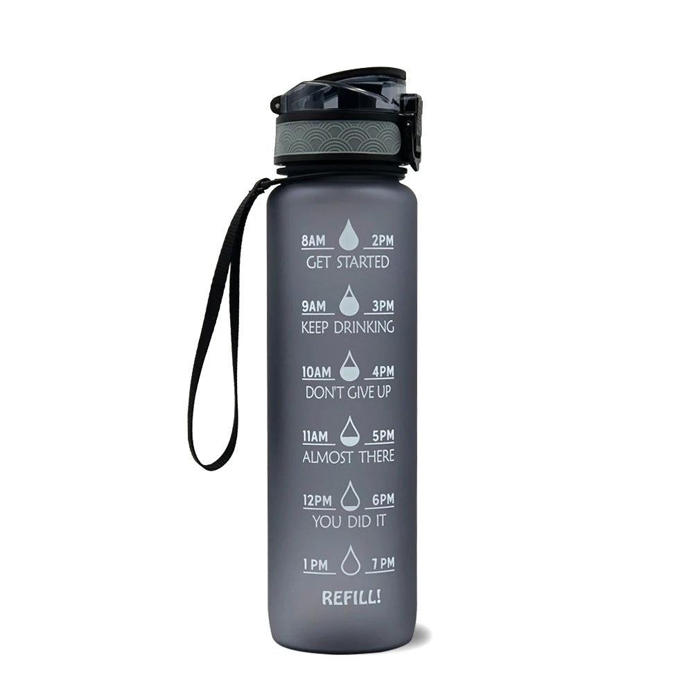 1L Tritan Water Bottle With Time Marker Bounce Cover Motivational Water Bottle Cycling Leakproof For Sports Fitness by GJG Denim