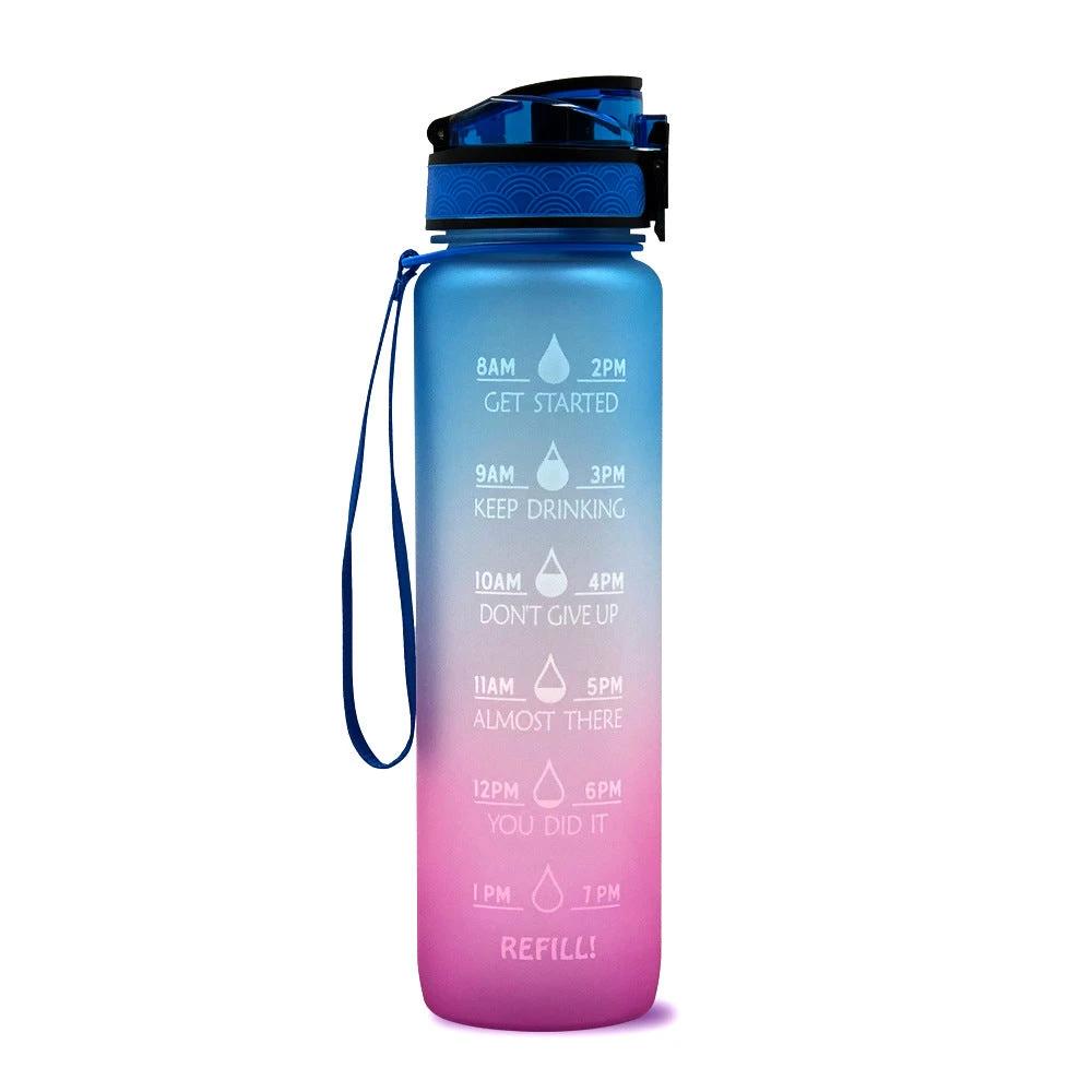 1L Tritan Water Bottle With Time Marker Bounce Cover Motivational Water Bottle Cycling Leakproof For Sports Fitness by GJG Denim