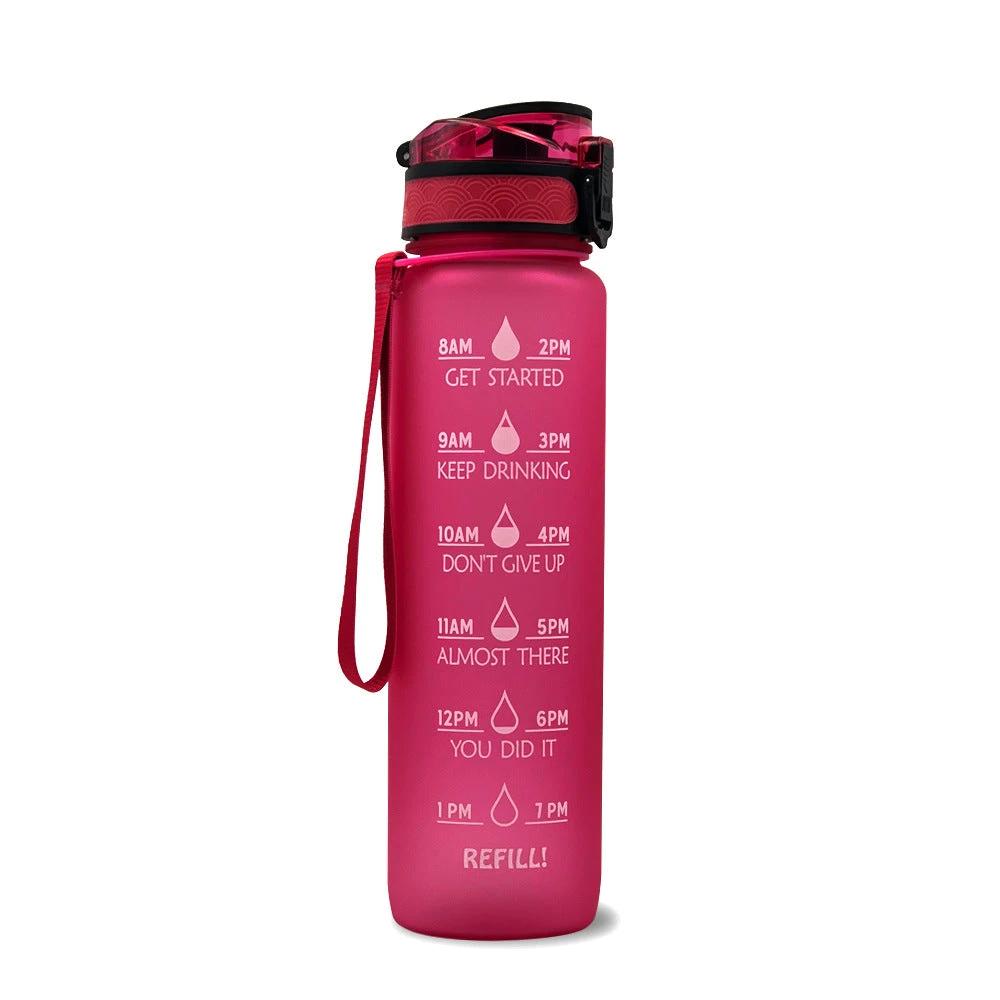 1L Tritan Water Bottle With Time Marker Bounce Cover Motivational Water Bottle Cycling Leakproof For Sports Fitness by GJG Denim