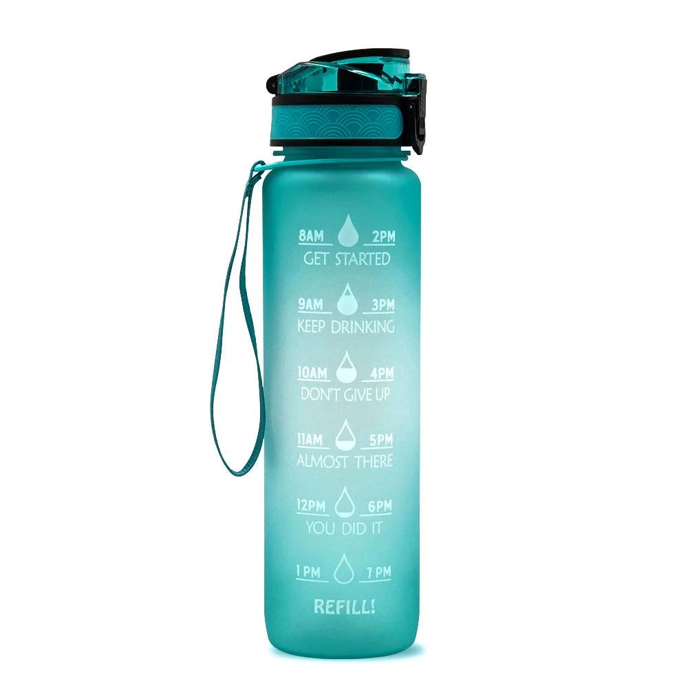 1L Tritan Water Bottle With Time Marker Bounce Cover Motivational Water Bottle Cycling Leakproof For Sports Fitness by GJG Denim