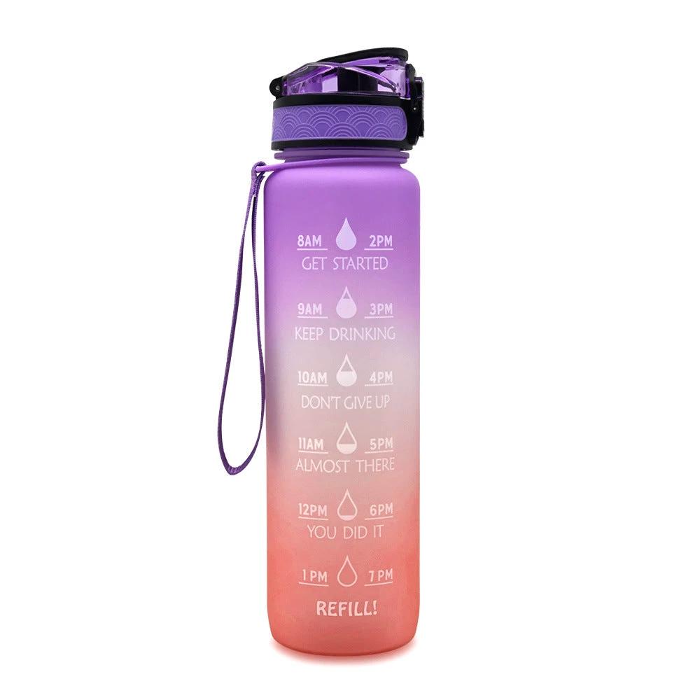 1L Tritan Water Bottle With Time Marker Bounce Cover Motivational Water Bottle Cycling Leakproof For Sports Fitness by GJG Denim