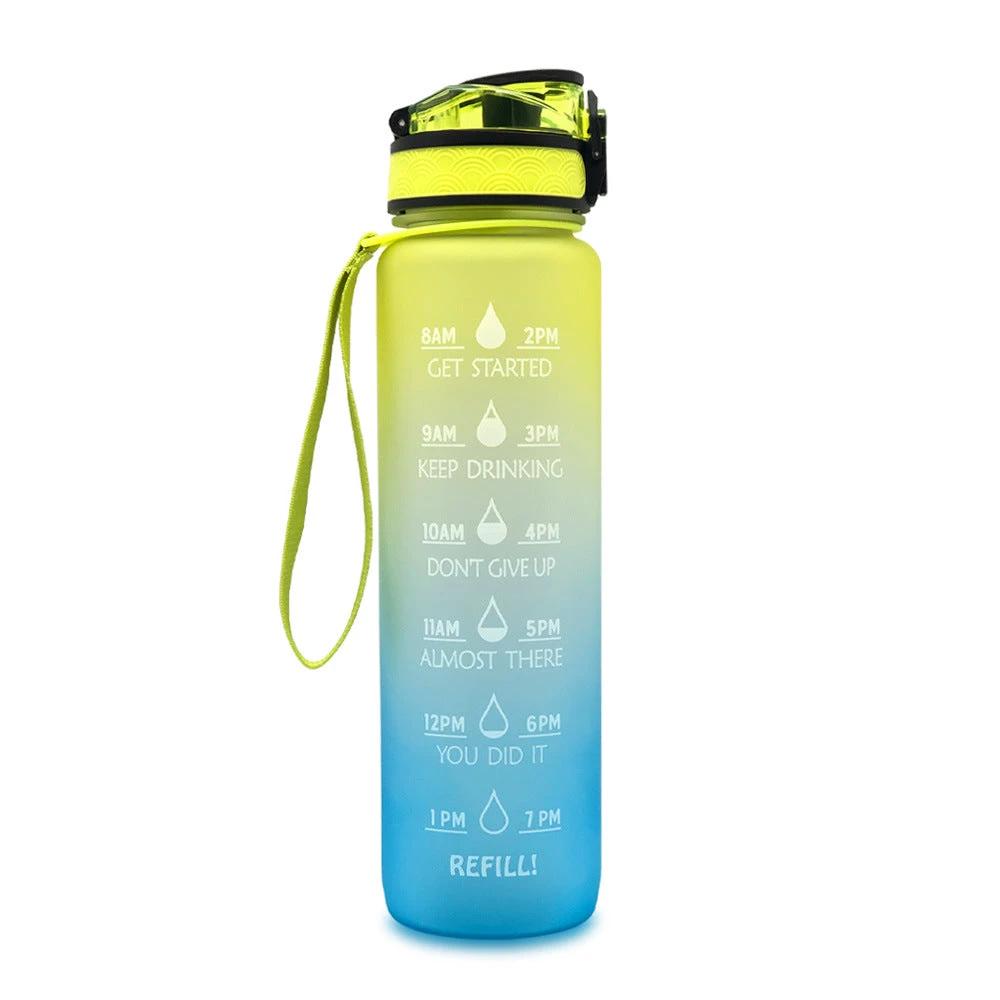 1L Tritan Water Bottle With Time Marker Bounce Cover Motivational Water Bottle Cycling Leakproof For Sports Fitness by GJG Denim