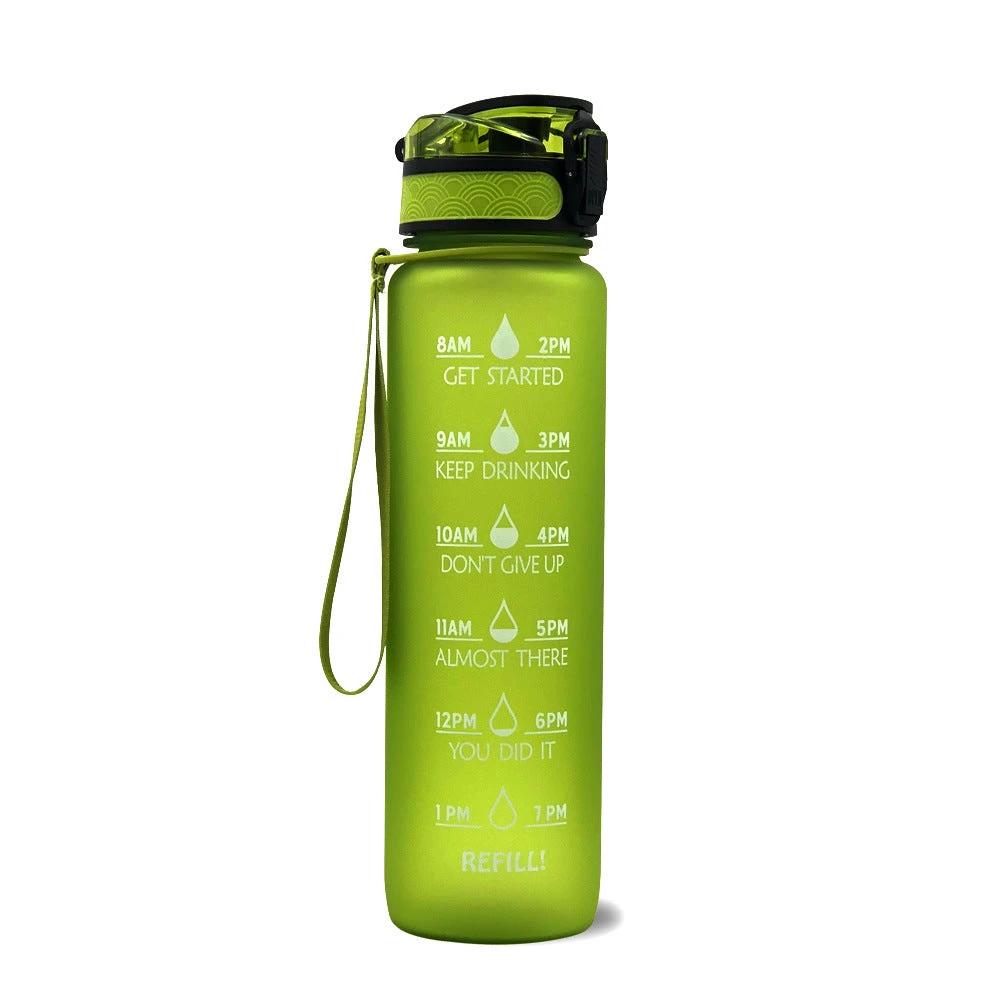 1L Tritan Water Bottle With Time Marker Bounce Cover Motivational Water Bottle Cycling Leakproof For Sports Fitness by GJG Denim