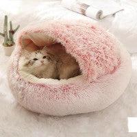 2 In 1 Dog And Cat Bed Pet Winter Bed Round Plush Warm Bed House Soft Long Plush Pets Bed Pet Products by GJG Denim
