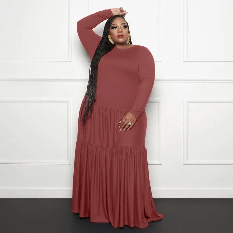 Stitching Loose Long Dresses Plus Size Fat Women'S Dress by GJG Denim