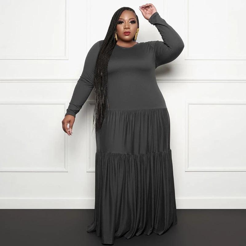 Stitching Loose Long Dresses Plus Size Fat Women'S Dress by GJG Denim