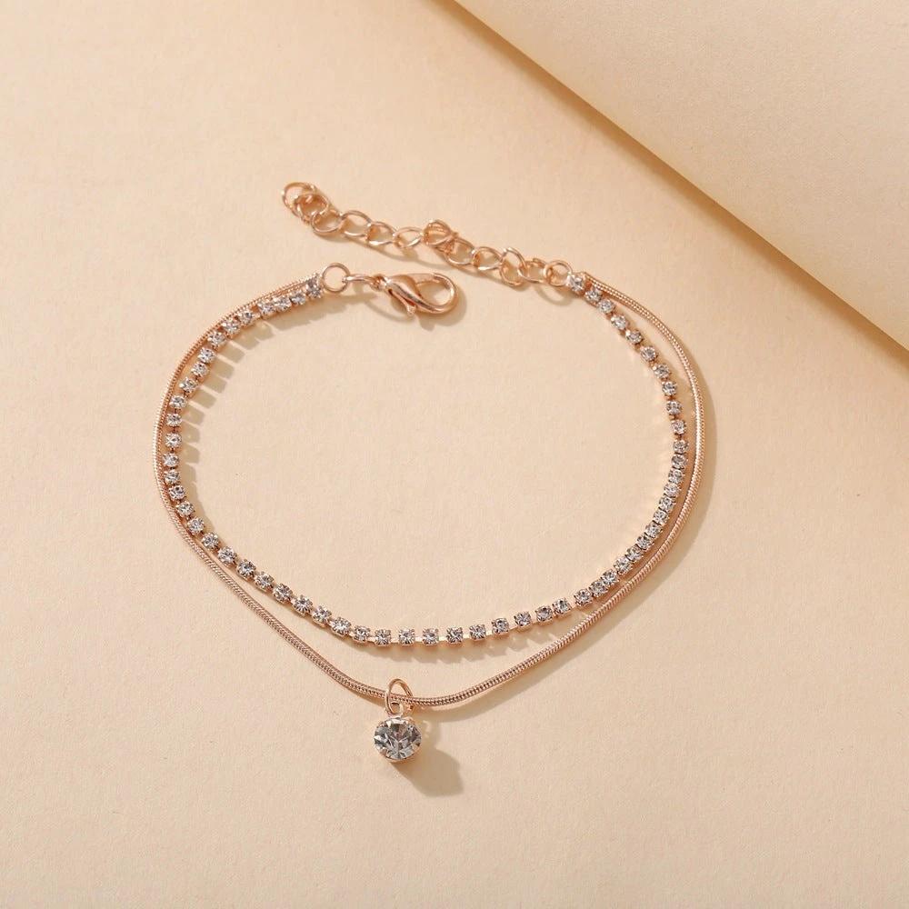 Bohemian Beads Anklets for Women Boho Cubic Zirconia Anklet Ankle Bracelet on Leg Anklet Jewellery by GJG Denim