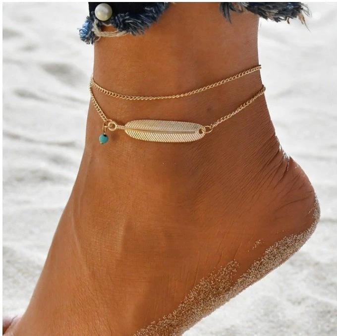 Bohemian Beads Anklets for Women Boho Cubic Zirconia Anklet Ankle Bracelet on Leg Anklet Jewellery by GJG Denim