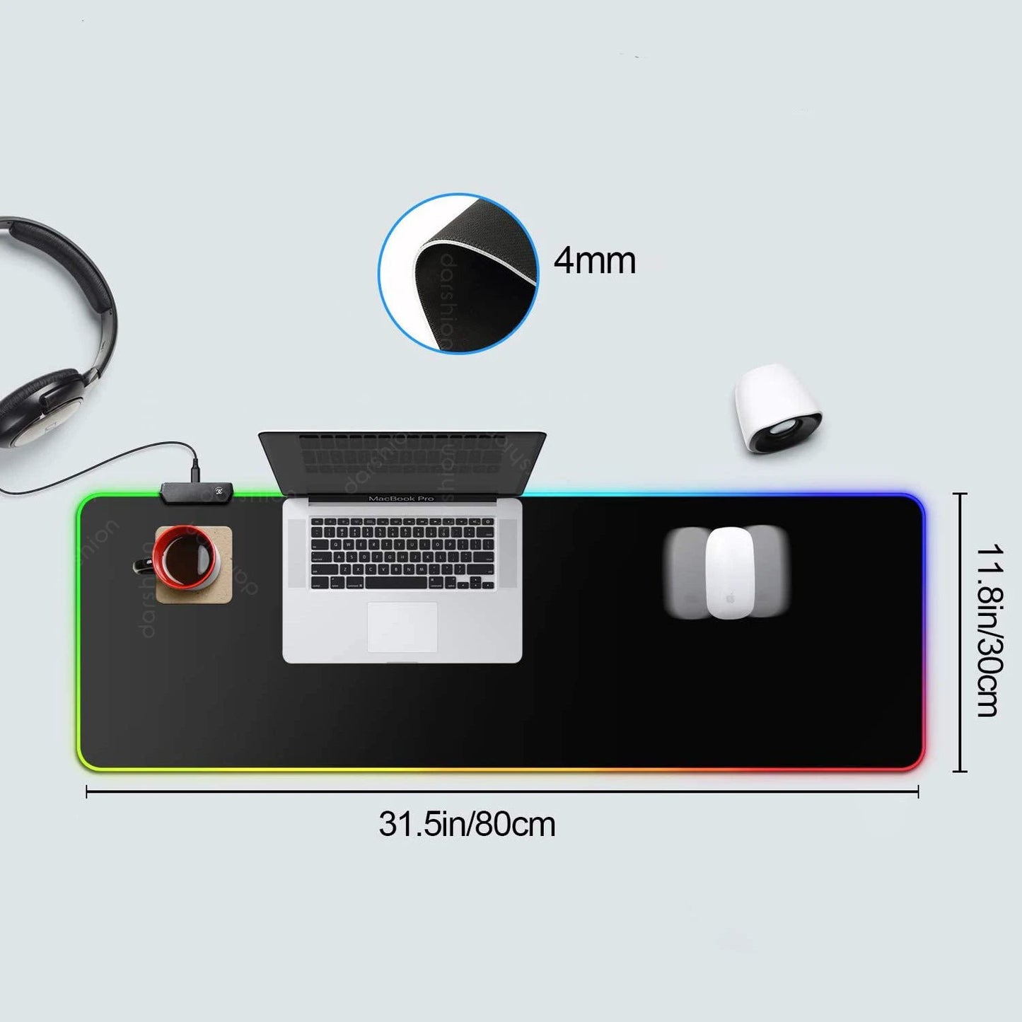 Luminous RGB Mouse Pad/ Luminous Game LED Rubber Table Mat by GJG Denim