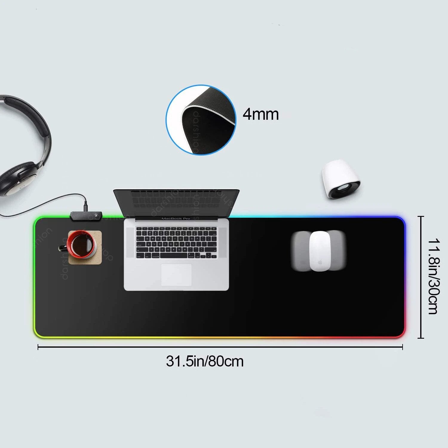 Luminous RGB Mouse Pad/ Luminous Game LED Rubber Table Mat by GJG Denim