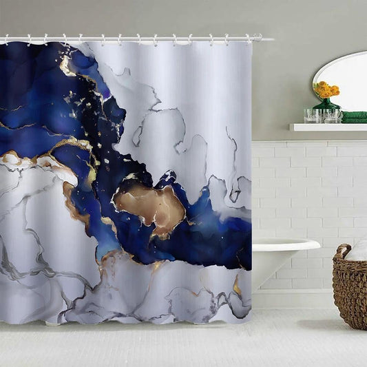 Marble Pattern Printed Polyester Bath Shower Curtain by GJG Denim