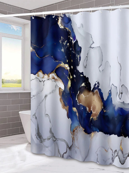 Marble Pattern Printed Polyester Bath Shower Curtain by GJG Denim