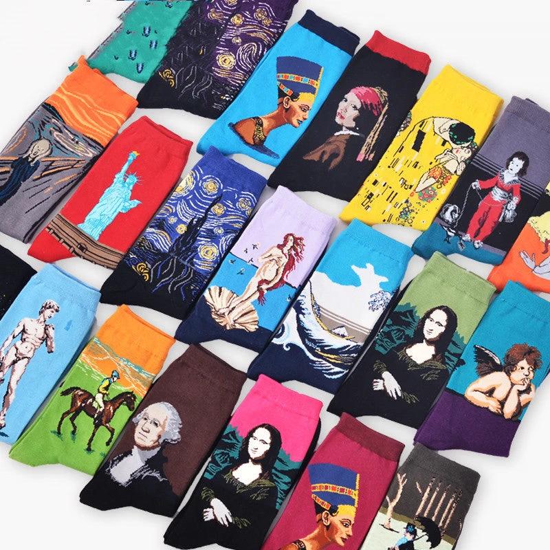 Men's Retro World Famous Oil Painted Socks by GJG Denim
