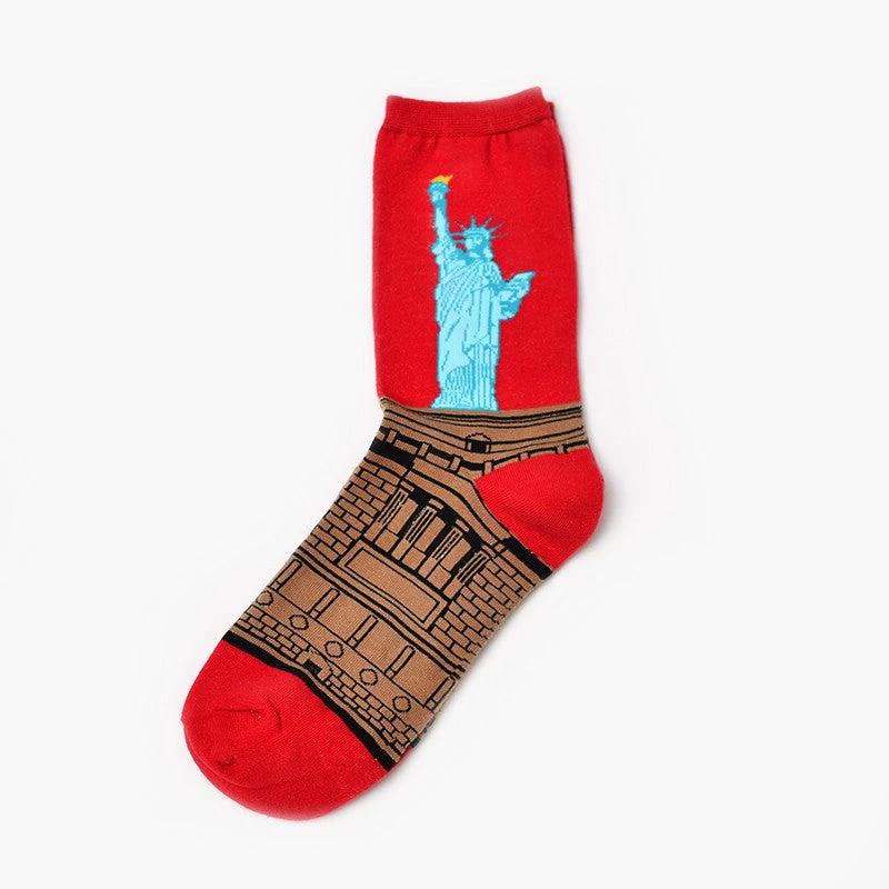 Men's Retro World Famous Oil Painted Socks by GJG Denim