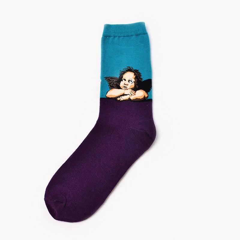 Men's Retro World Famous Oil Painted Socks by GJG Denim