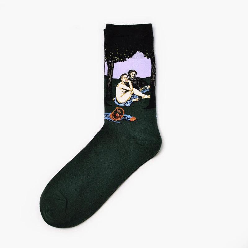 Men's Retro World Famous Oil Painted Socks by GJG Denim