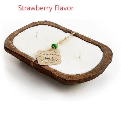 Retro Lavender Wooden Basin Candles Three Wick Aromatherapy Candle by GJG Denim