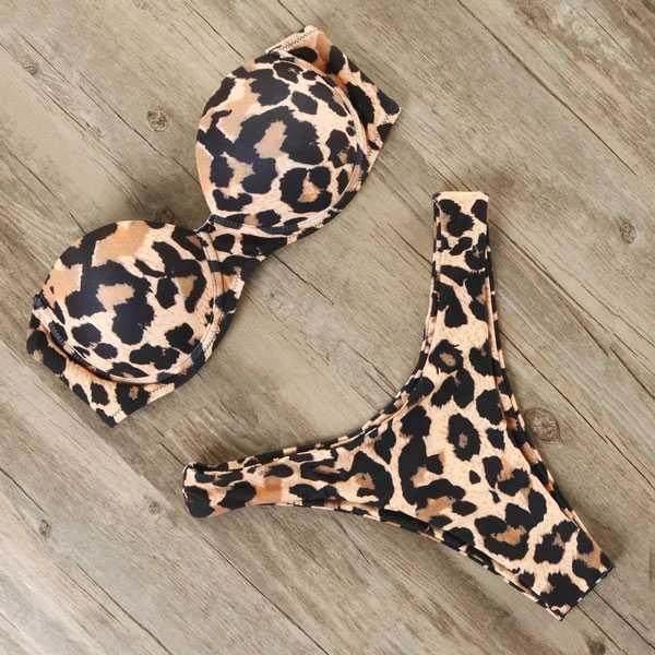 Bikini Sexy Swimwear Women Swimsuit Leopard Bikinis Set Wear by GJG Denim