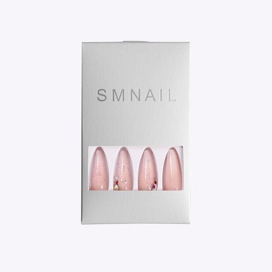 Boxed Ballet Gradient Fake Nails Manicure Wearing Nail Trapezoid Nail Patches Manicure Smashed Diamond Powder by GJG Denim