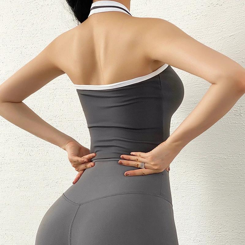 Women Padded Yoga Vest Tight Waist Length Fitness Tank Top Sport Bra Breathable Gym Bra Workout Running Top Clothes by GJG Denim