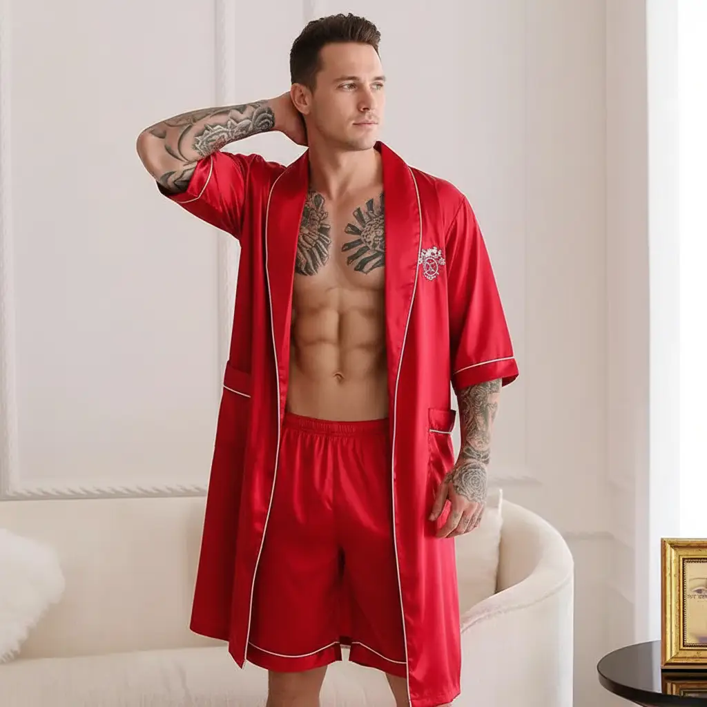 Men's Two-Piece Embroidered Pajamas by GJG Denim