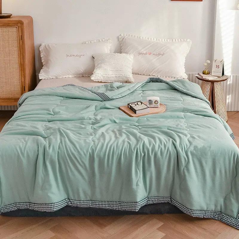 Pure Color Washed Cotton Summer Air Conditioner Thin Quilt by GJG Denim