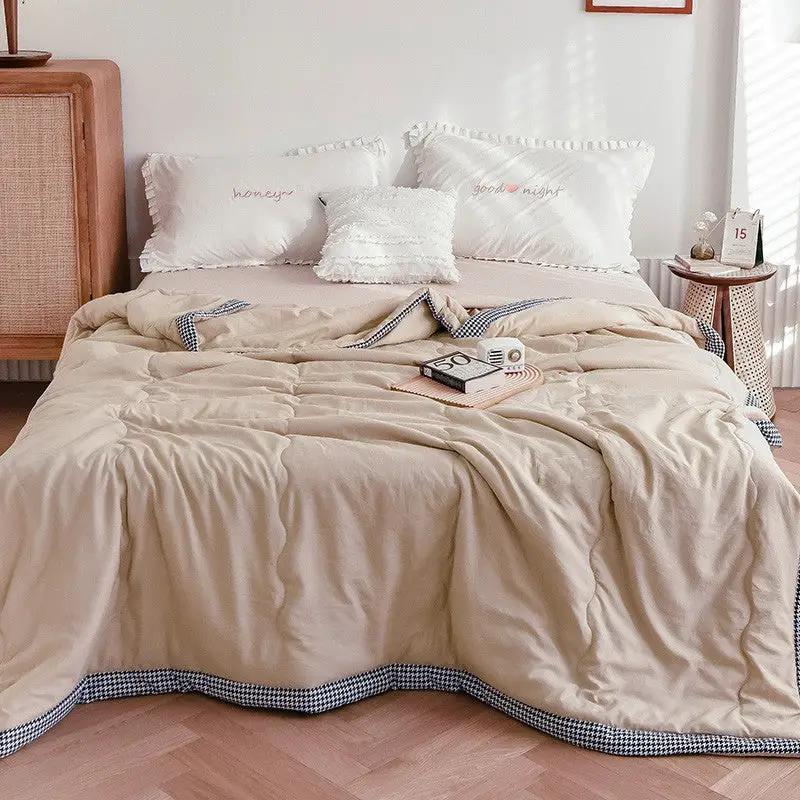 Pure Color Washed Cotton Summer Air Conditioner Thin Quilt by GJG Denim