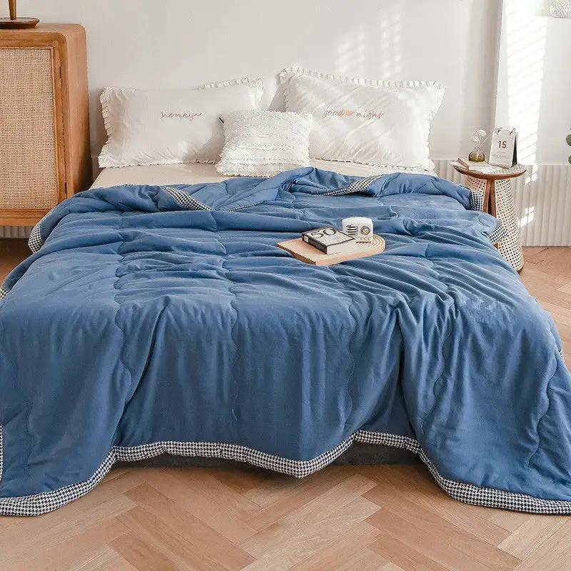 Pure Color Washed Cotton Summer Air Conditioner Thin Quilt by GJG Denim