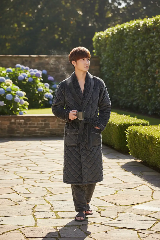Men's Thickened Velvet Robe by GJG Denim