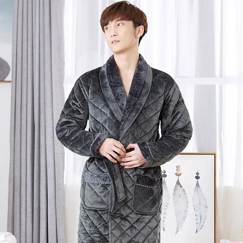 Men's Thickened Velvet Robe by GJG Denim