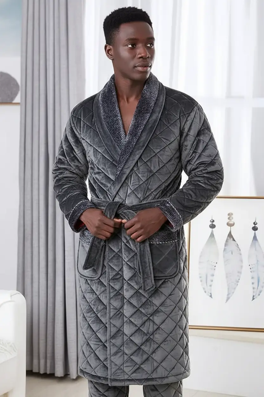 Men's Thickened Velvet Robe by GJG Denim