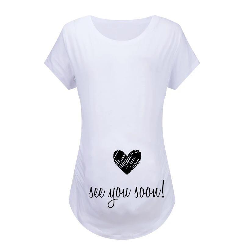 Women T-Shirts Slim Maternity Funny Letter Tops O-Neck Pregnancy Women by GJG Denim
