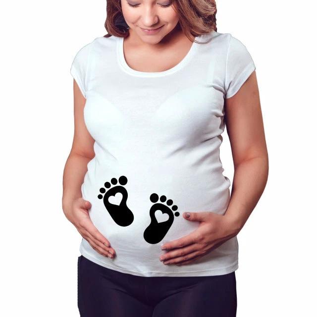 Women T-Shirts Slim Maternity Funny Letter Tops O-Neck Pregnancy Women by GJG Denim