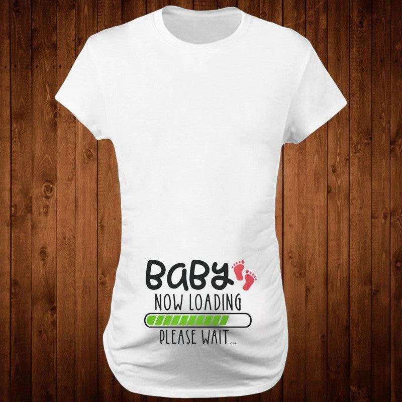 Women T-Shirts Slim Maternity Funny Letter Tops O-Neck Pregnancy Women by GJG Denim