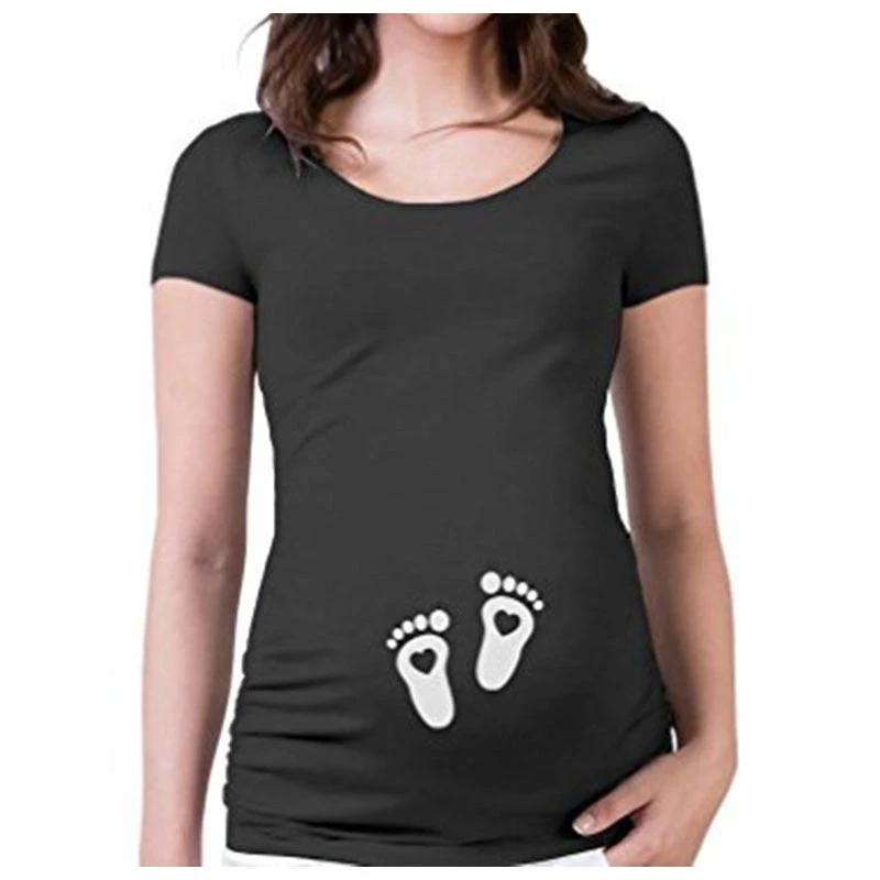 Women T-Shirts Slim Maternity Funny Letter Tops O-Neck Pregnancy Women by GJG Denim
