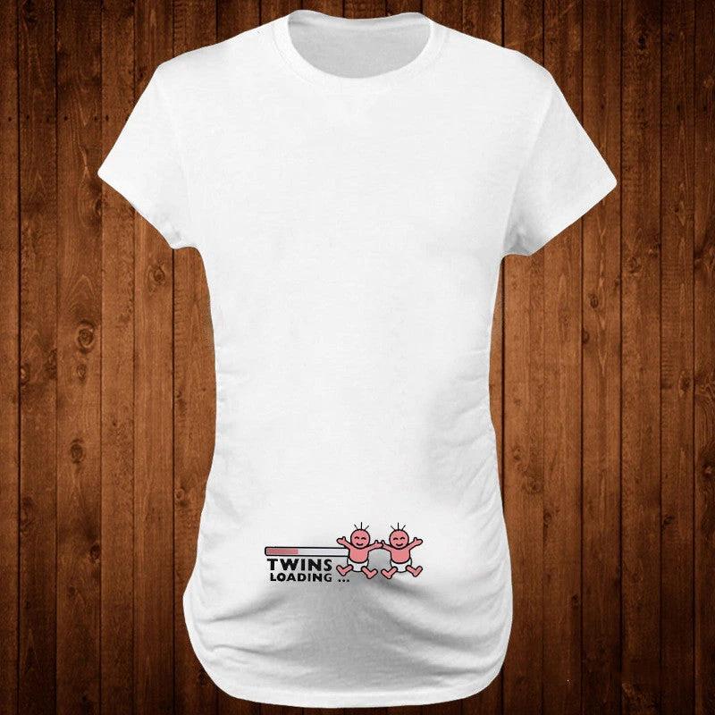 Women T-Shirts Slim Maternity Funny Letter Tops O-Neck Pregnancy Women by GJG Denim