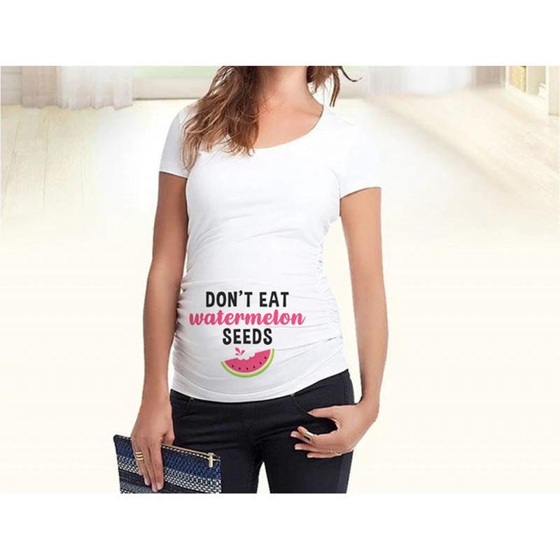Women T-Shirts Slim Maternity Funny Letter Tops O-Neck Pregnancy Women by GJG Denim