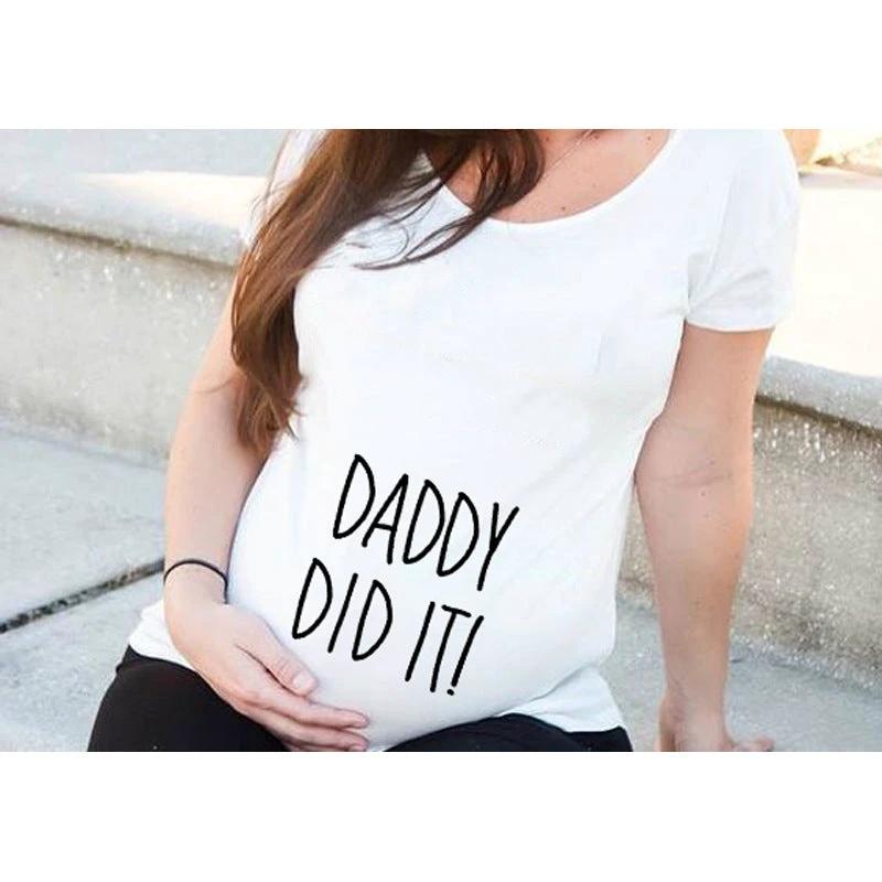 Women T-Shirts Slim Maternity Funny Letter Tops O-Neck Pregnancy Women by GJG Denim