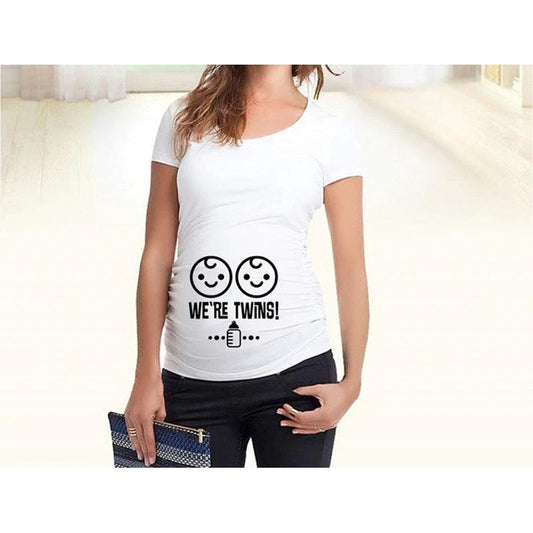 Women T-Shirts Slim Maternity Funny Letter Tops O-Neck Pregnancy Women by GJG Denim