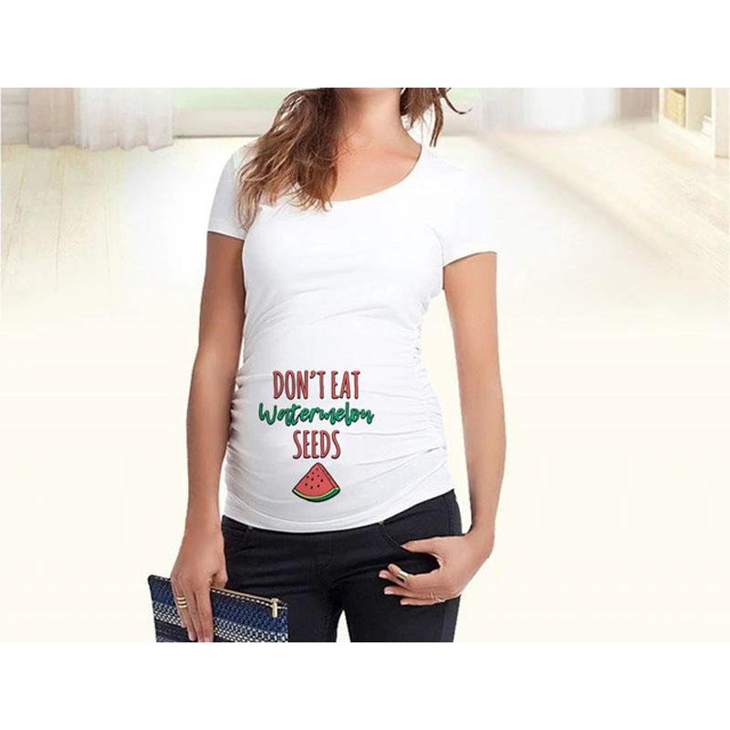 Women T-Shirts Slim Maternity Funny Letter Tops O-Neck Pregnancy Women by GJG Denim