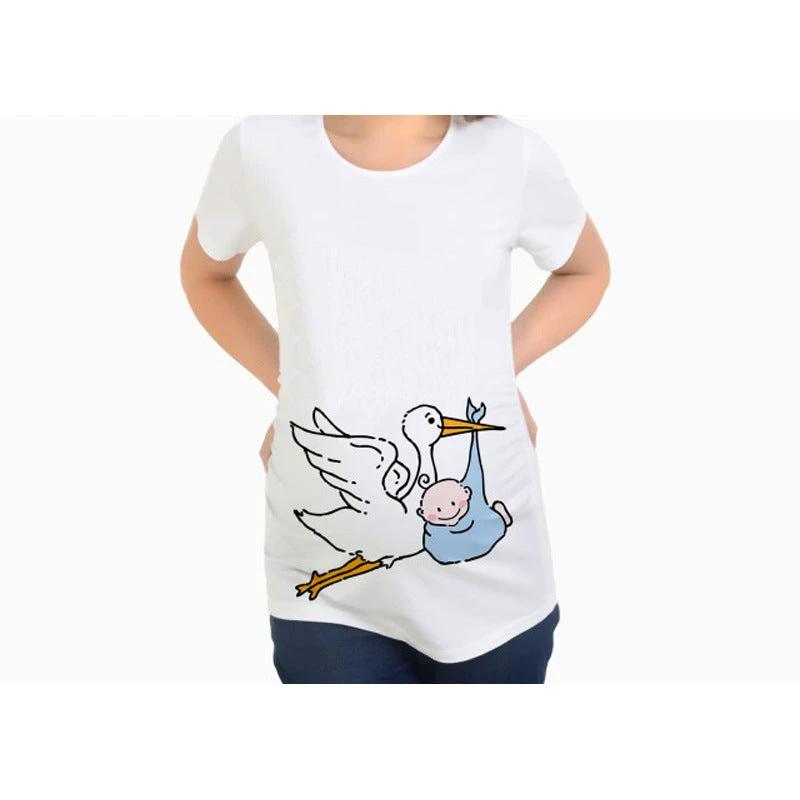 Women T-Shirts Slim Maternity Funny Letter Tops O-Neck Pregnancy Women by GJG Denim