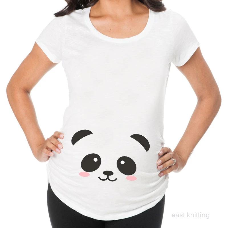 Women T-Shirts Slim Maternity Funny Letter Tops O-Neck Pregnancy Women by GJG Denim