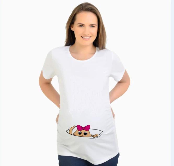 Women T-Shirts Slim Maternity Funny Letter Tops O-Neck Pregnancy Women by GJG Denim