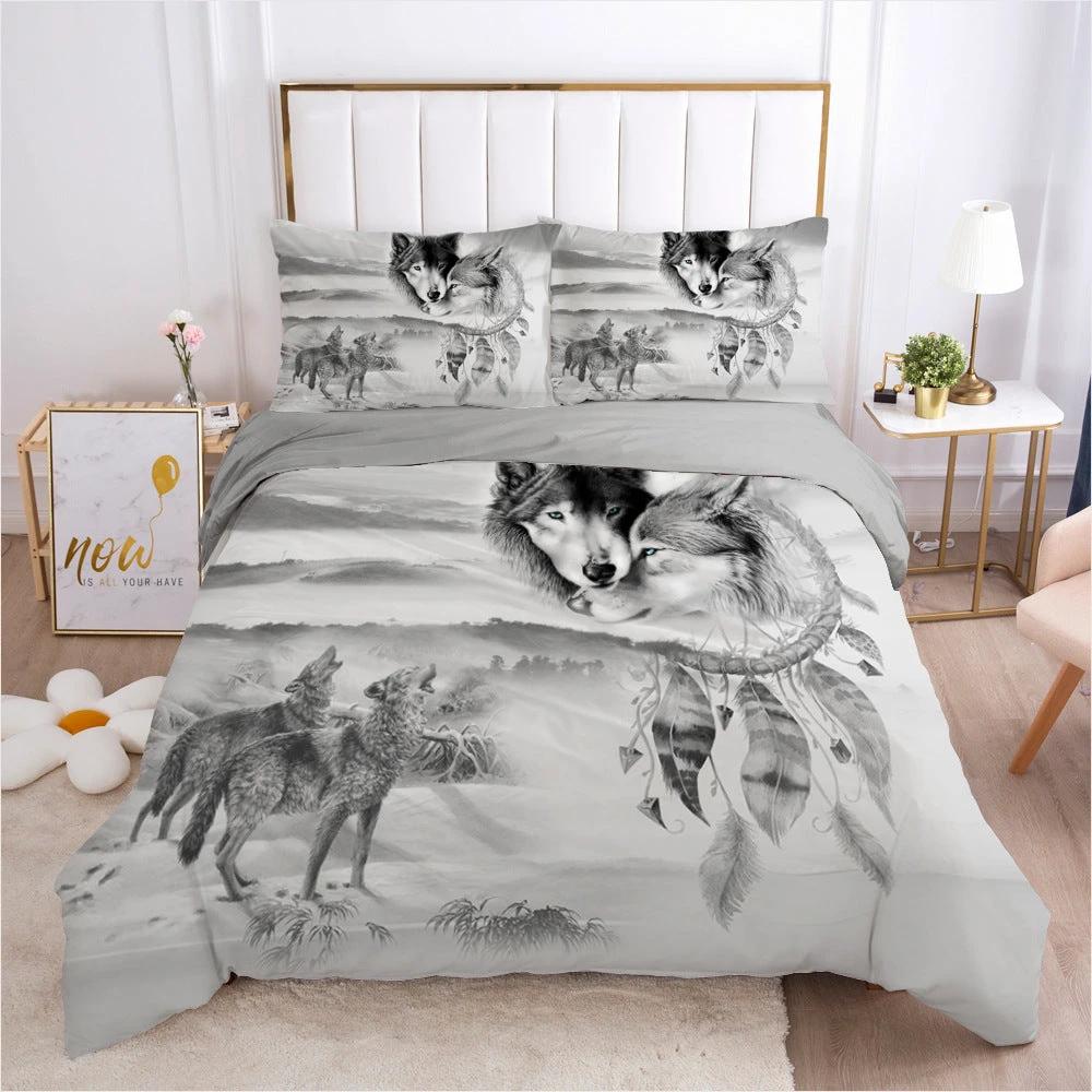 Printed Wolf Bedding by GJG Denim