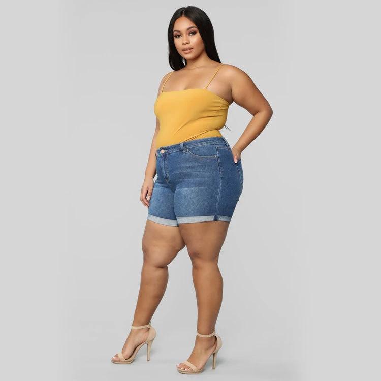Women'S Plus Size Stretch Denim Shorts by GJG Denim