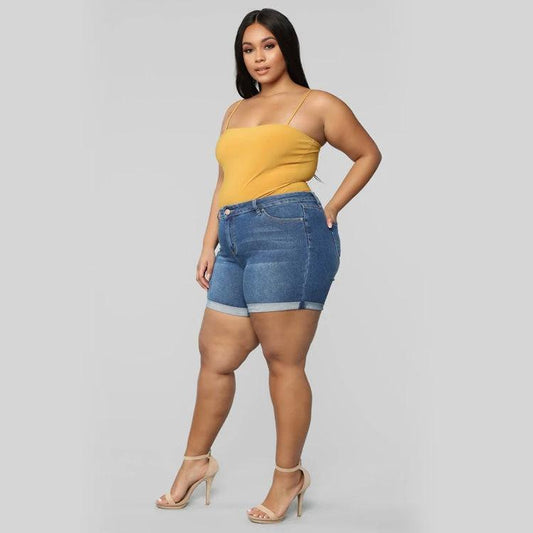 Women'S Plus Size Stretch Denim Shorts by GJG Denim